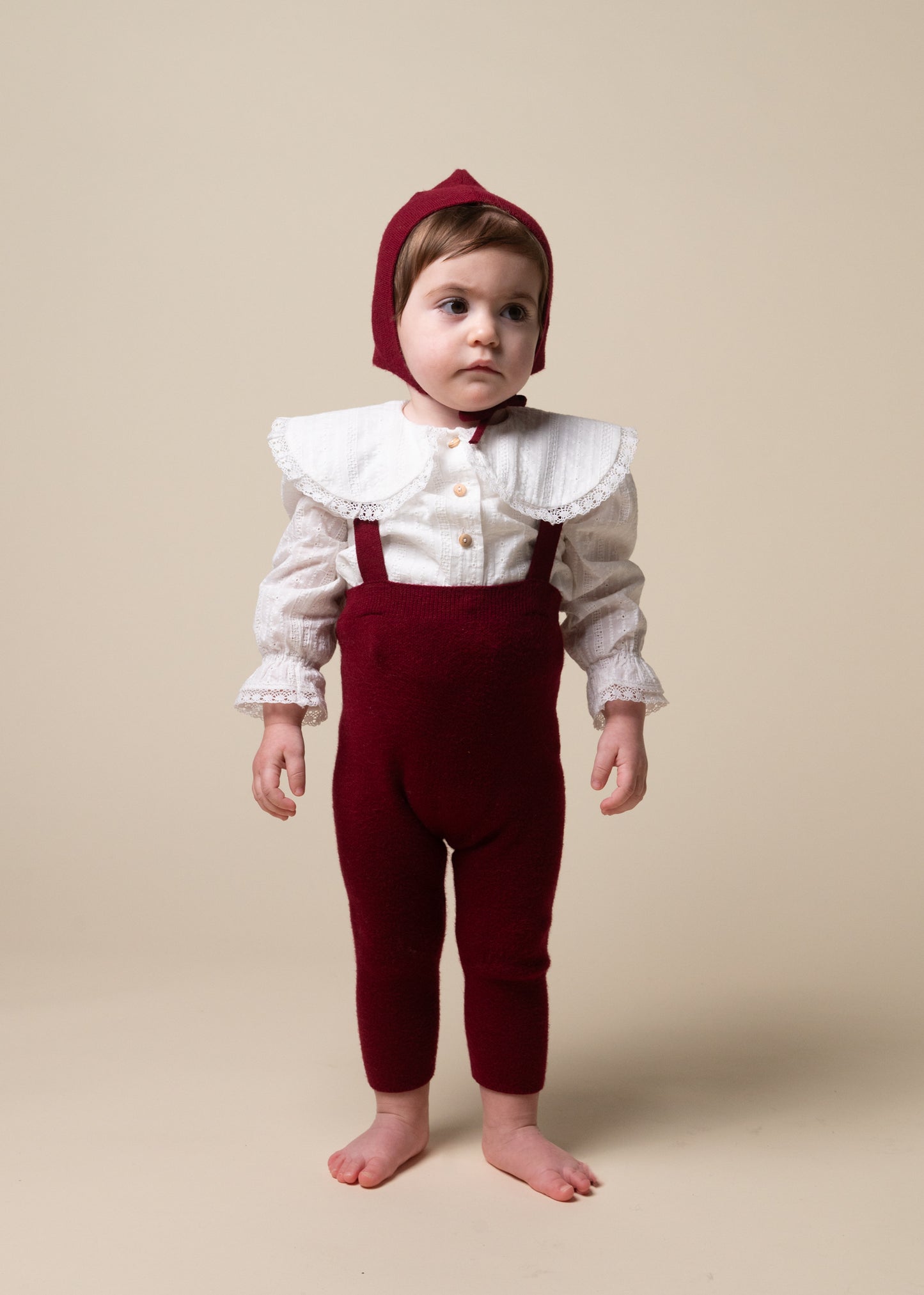 BIRINIT PETIT BURGUNDY KNIT SUSPENDER LEGGING