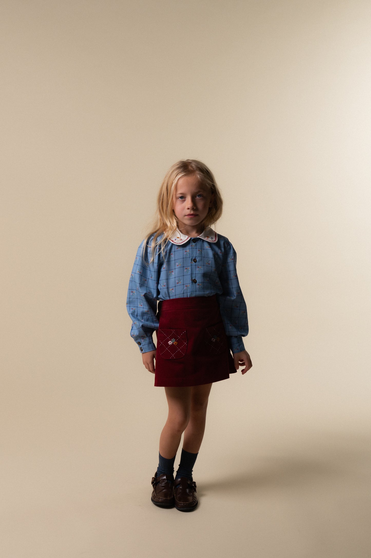 BIRINIT PETIT BURGUNDY CORDUROY POCKET SKIRT