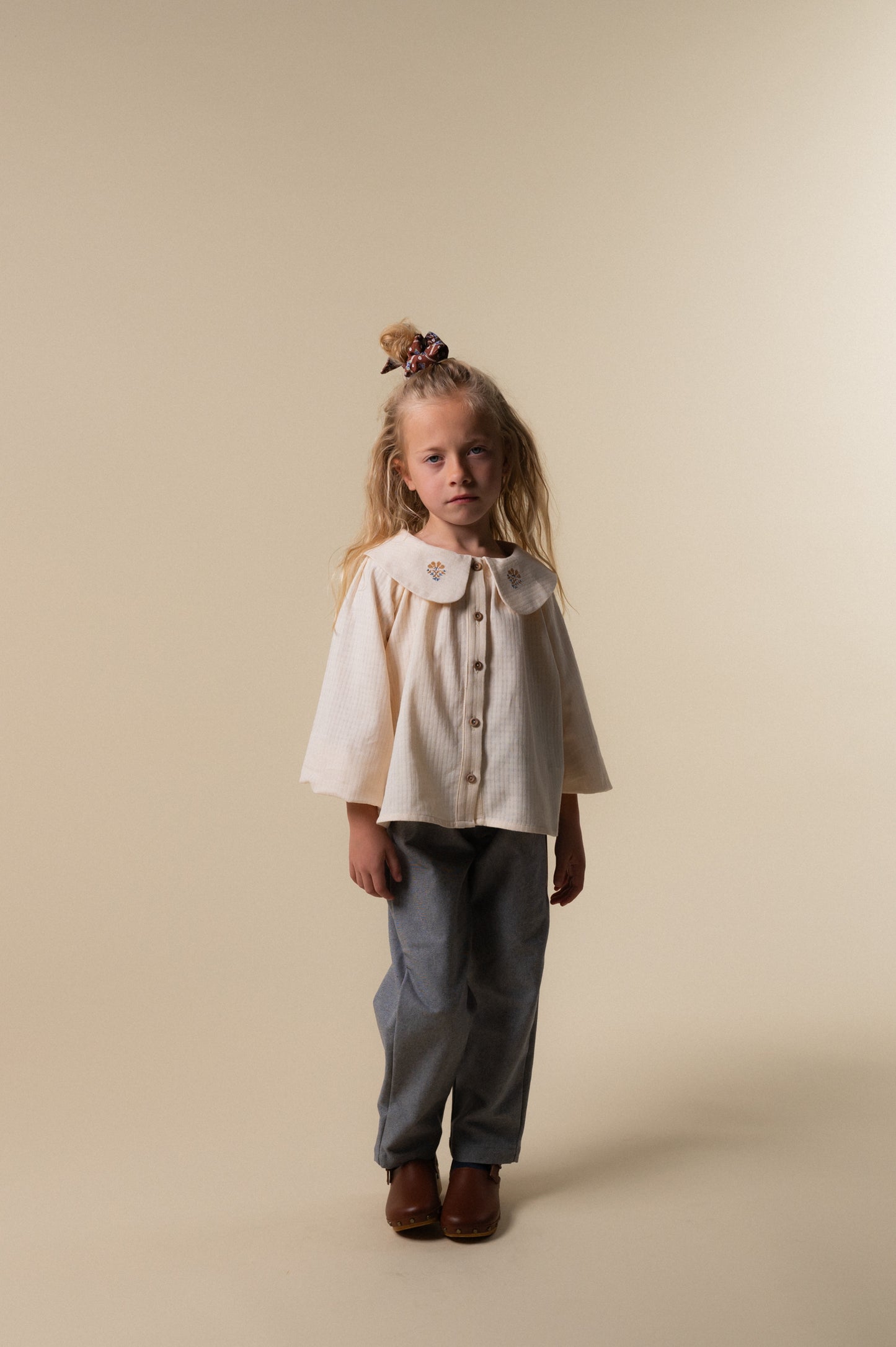 BIRINIT PETIT CREAM EMBROIDERED COLLAR BLOUSE