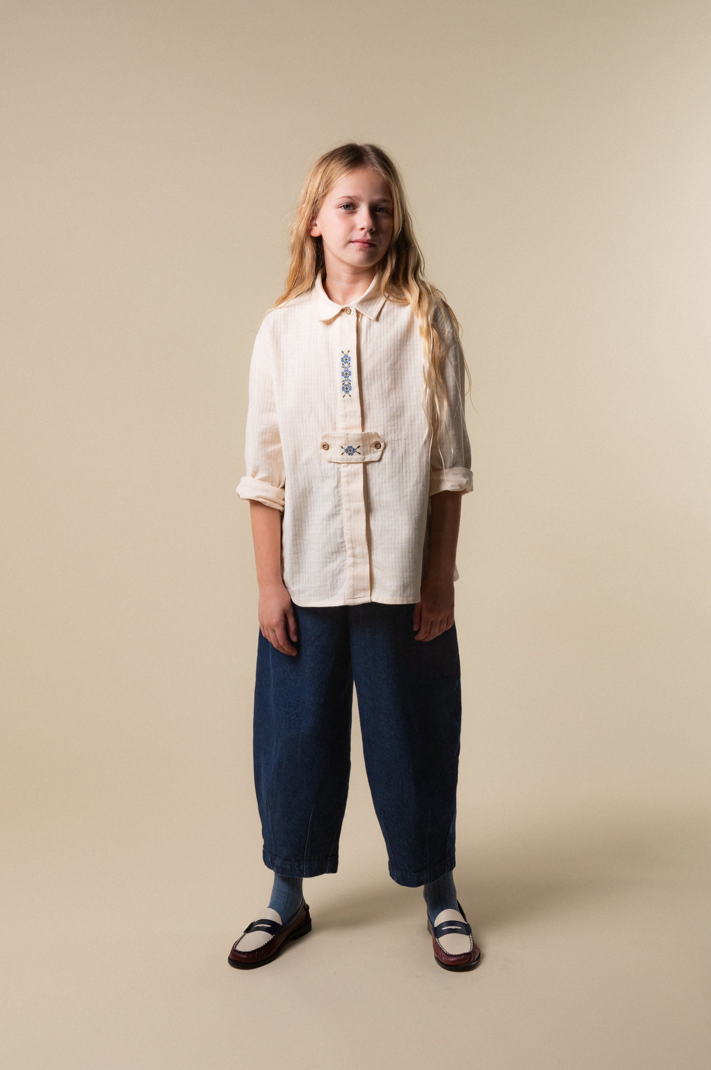BIRINIT PETIT CREAM EMBROIDERED BLOUSE