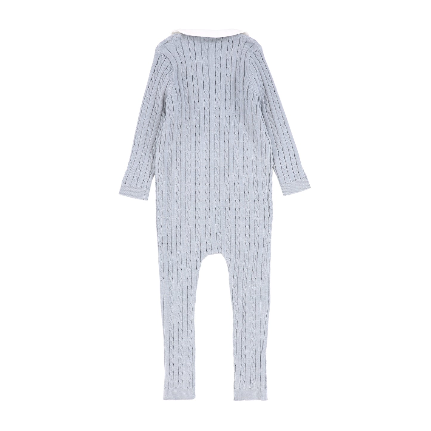 BAMBOO LIGHT BLUE CABLE KNIT COLLAR ROMPER