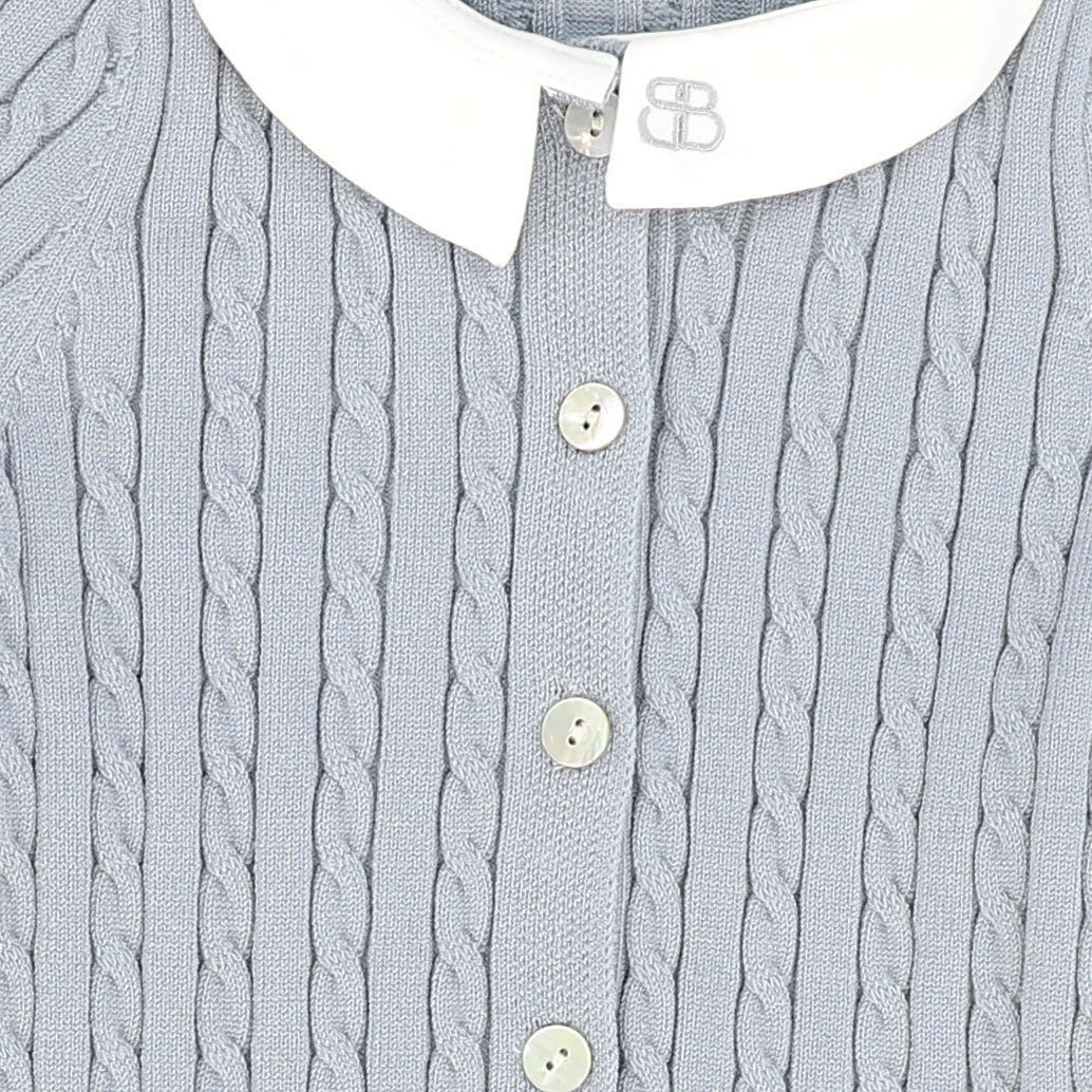 BAMBOO LIGHT BLUE CABLE KNIT COLLAR ROMPER