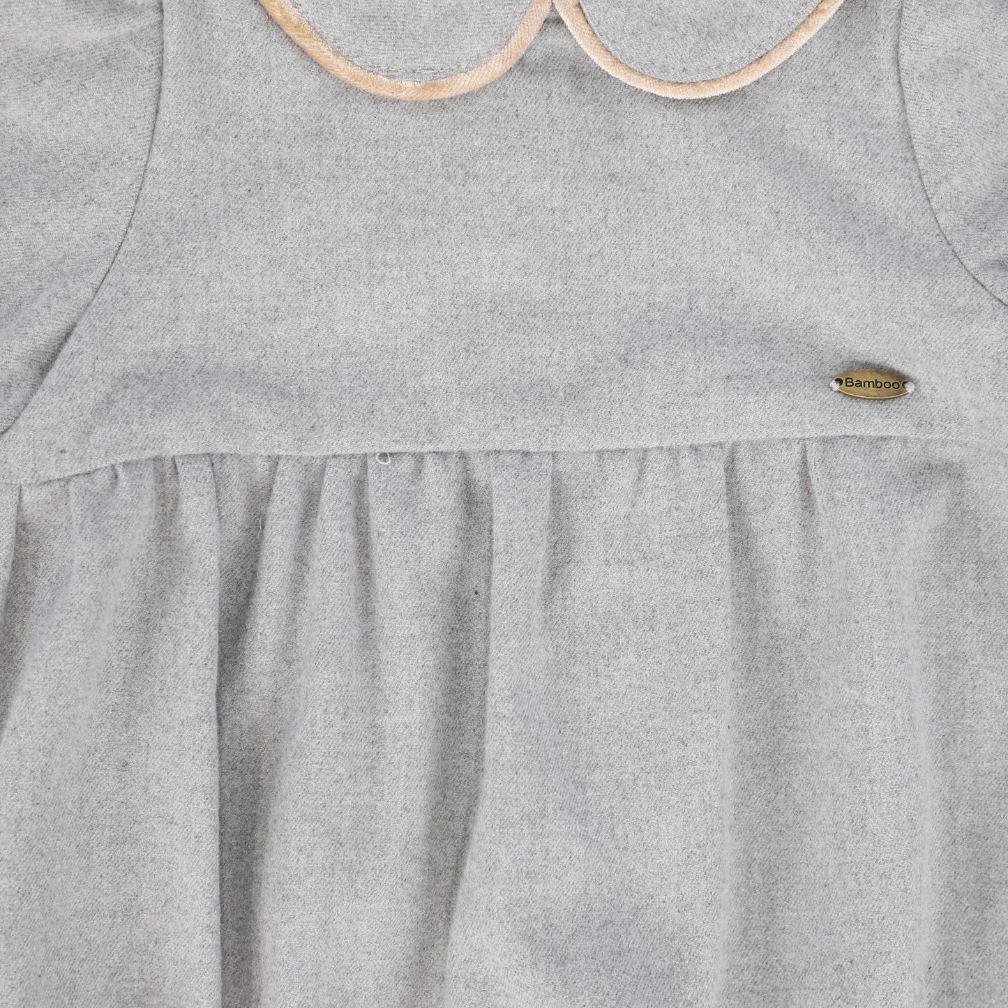 BAMBOO LIGHT GREY WOOL PIPED ROMPER