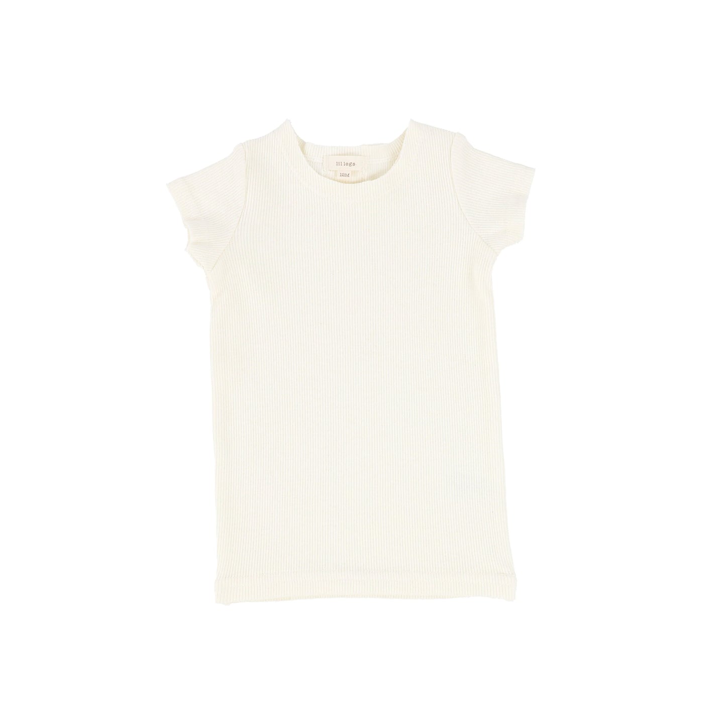 LIL LEGS IVORY RIBBED SS T-SHIRT