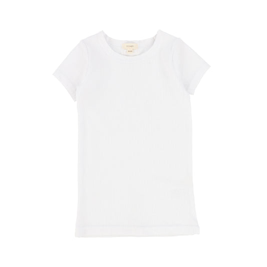 LIL LEGS PURE WHITE SS RIBBED TEE