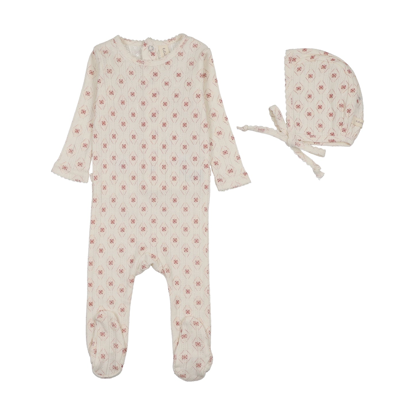 LILETTE CREAM/PINK FLORAL PRINTED FOOTIE SET