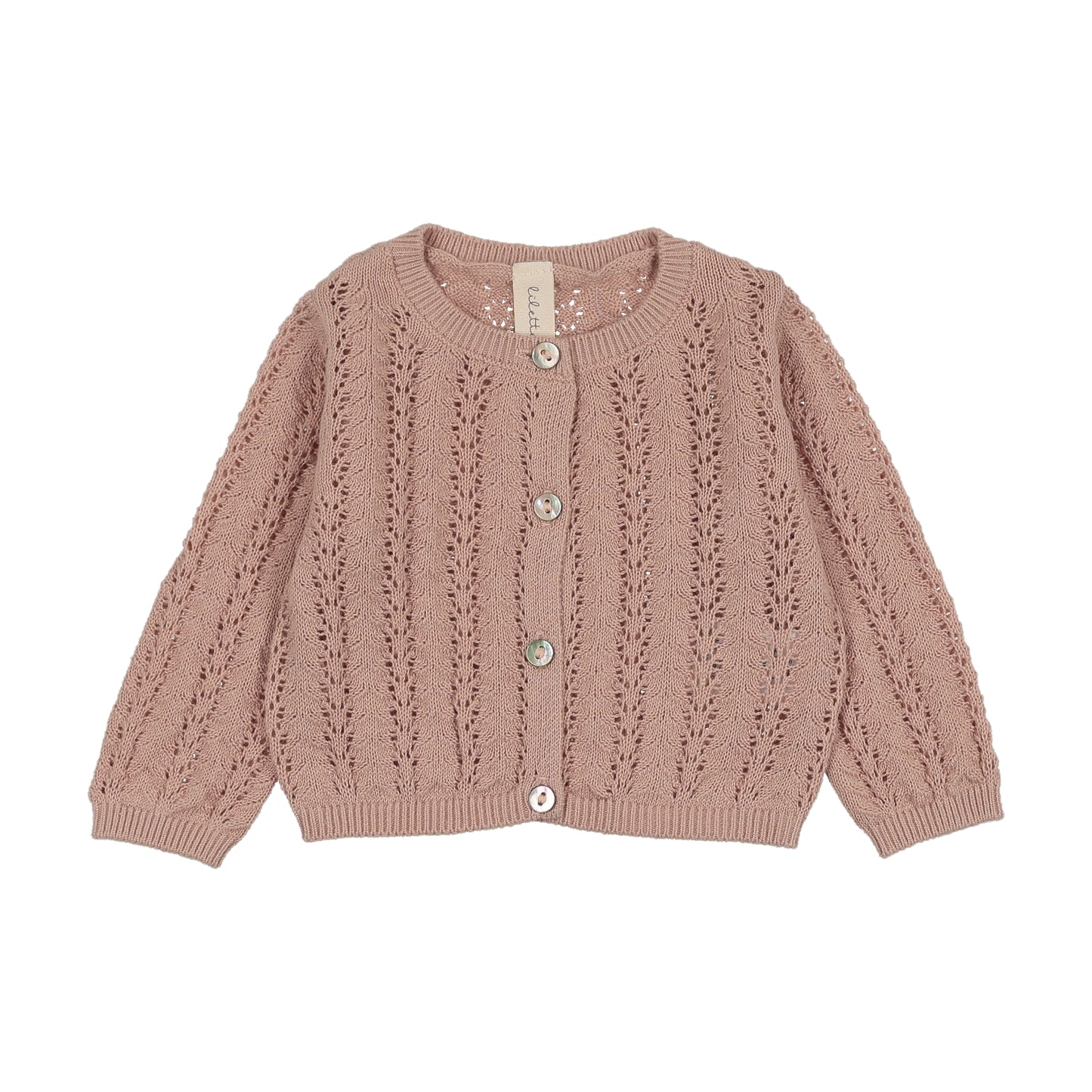 LILETTE DUSTY PINK CROCHET KNIT SHRUG