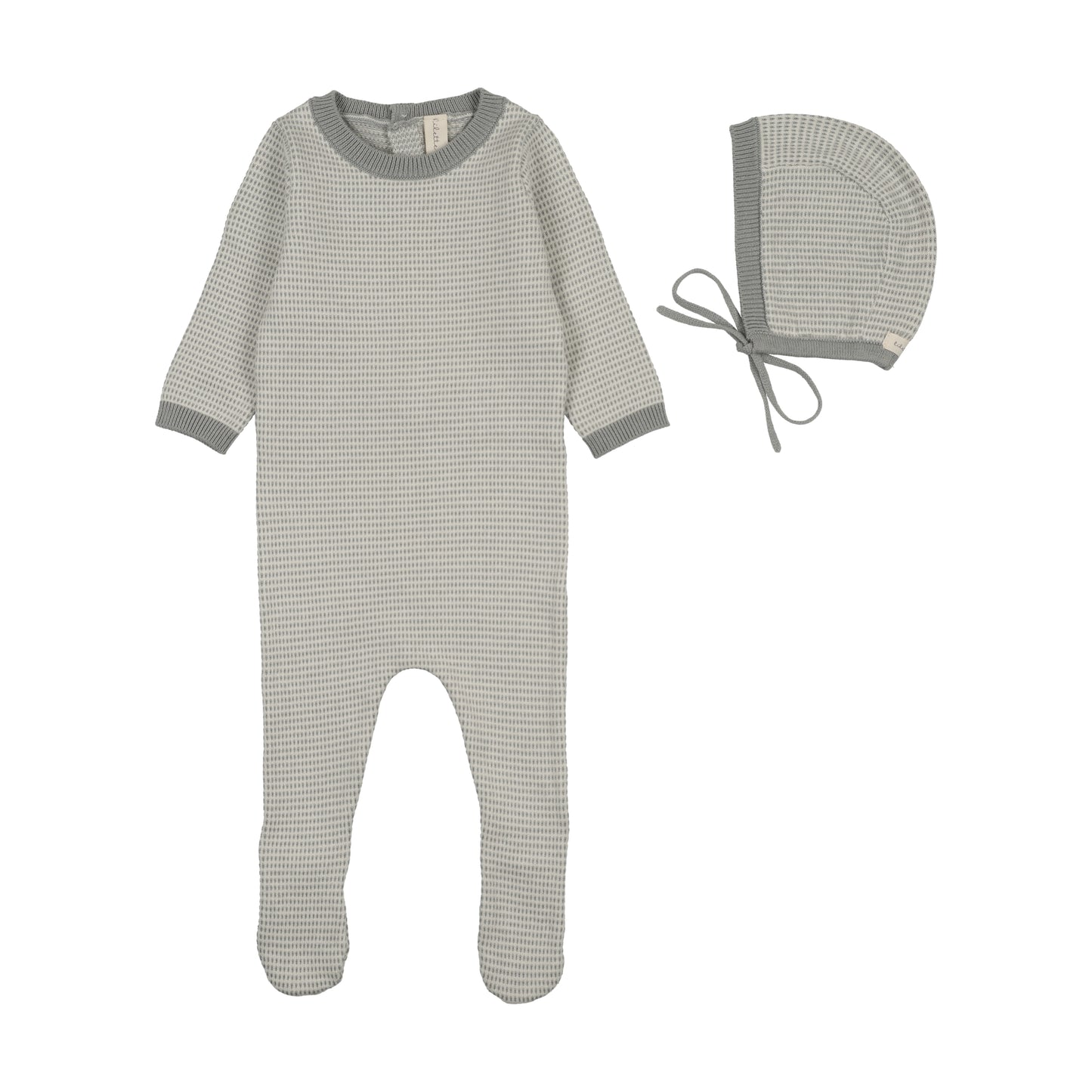 LILETTE LIGHT BLUE TWO TONE KNIT FOOTIE SET