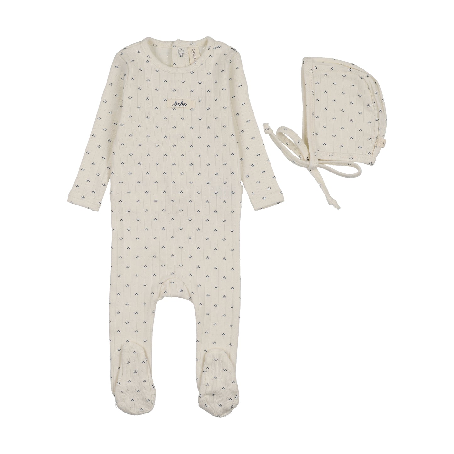 LILETTE CREAM/BLUE FLORET PRINT FOOTIE SET