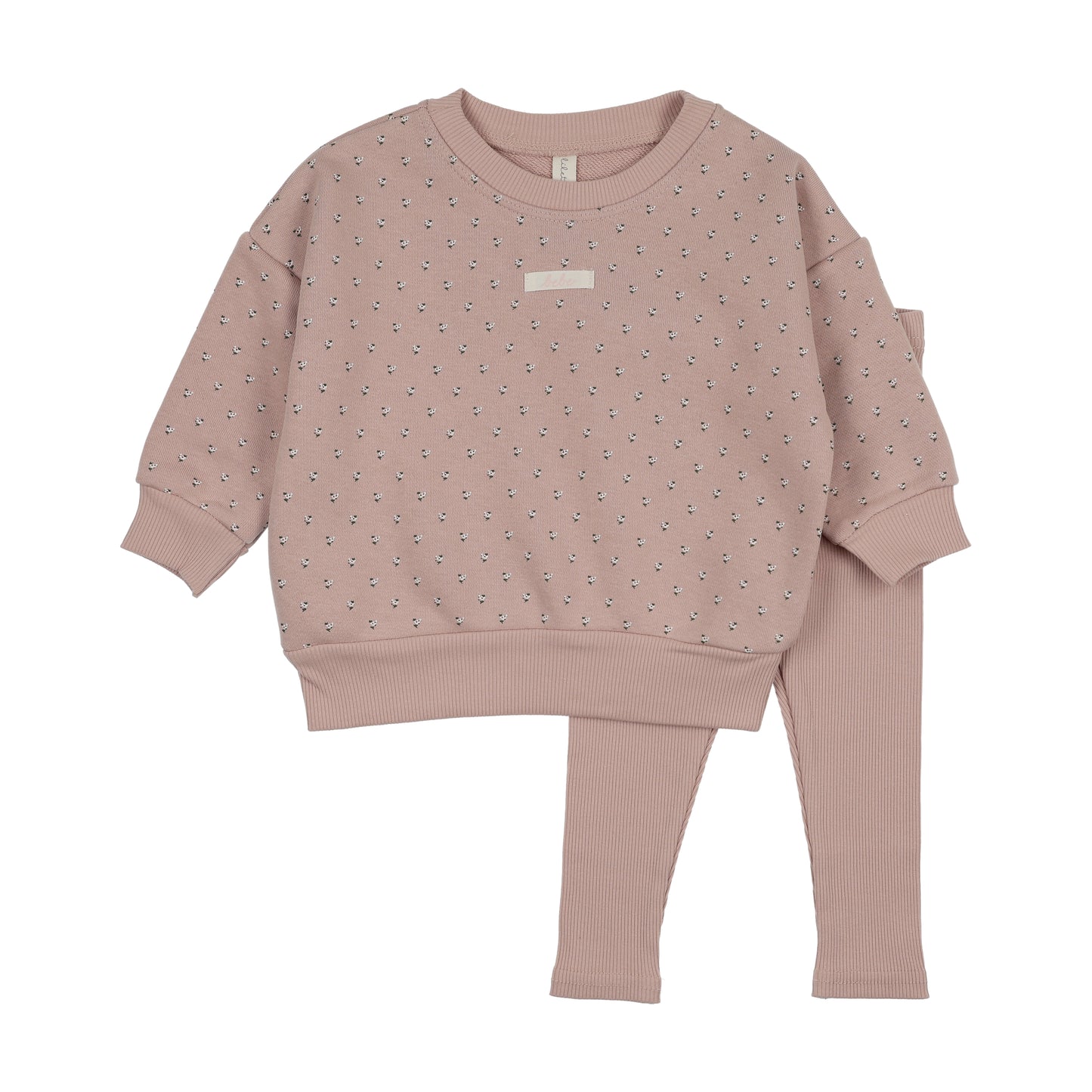 LILETTE DUSTY PINK FLORET PRINT SWEATSHIRT SET