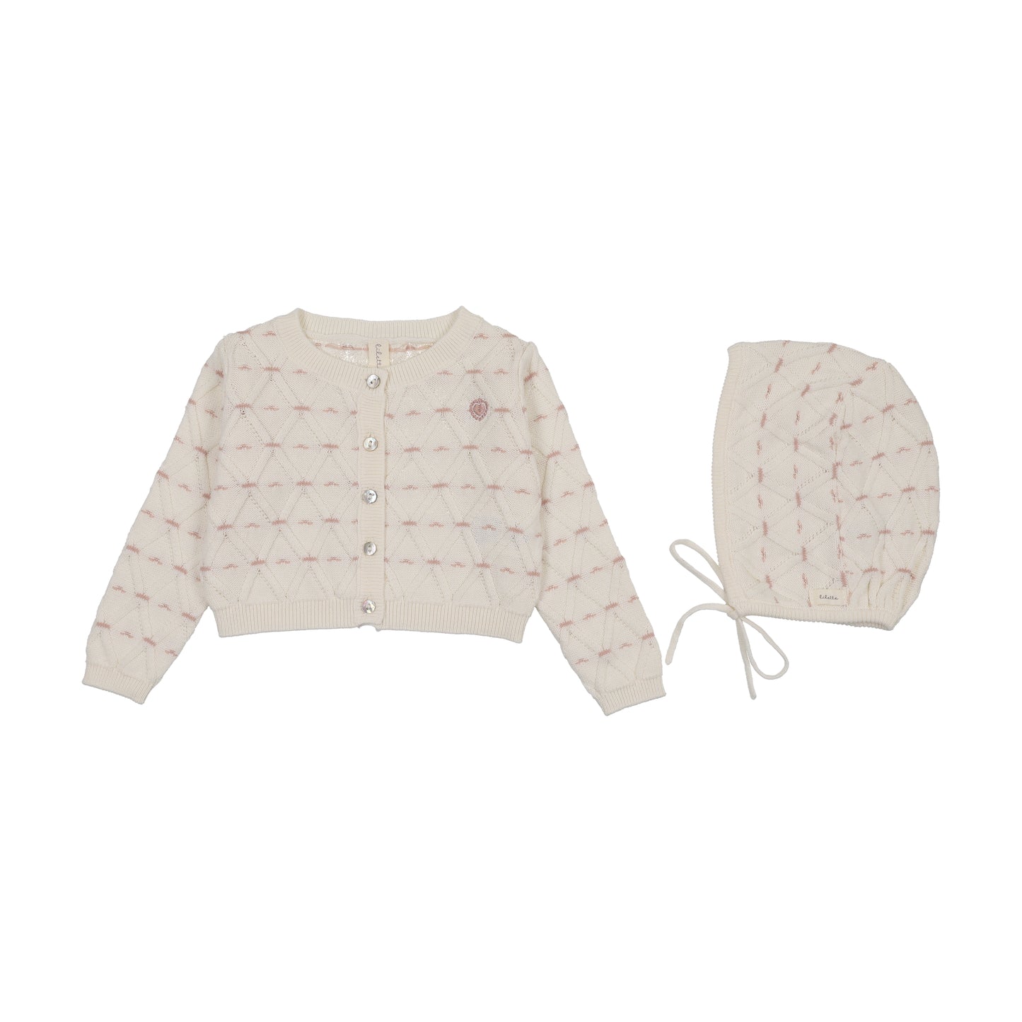 LILETTE CREAM/DUSTY PINK SWEETHEART KNIT CARDIGAN SET