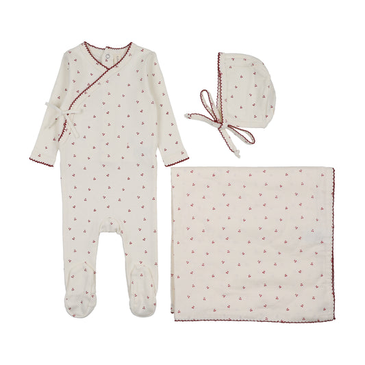 LILETTE CREAM/PINK CHERRY SCALLOP LAYETTE SET