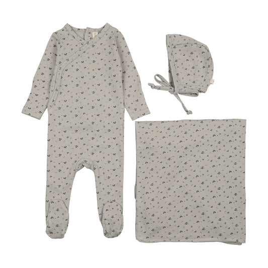 LILETTE PALE BLUE PRINTED WRAPOVER LAYETTE SET