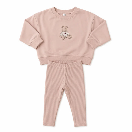 LILETTE DUSTY PINK SWEET BEAR TODDLER SET