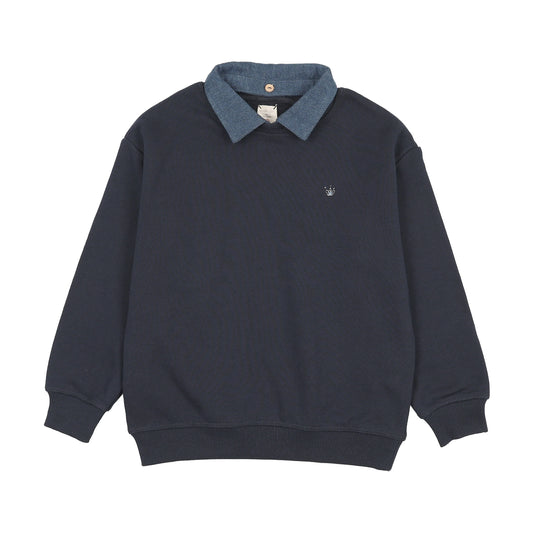 ANALOGIE NAVY/DENIM COLLAR SWEATSHIRT