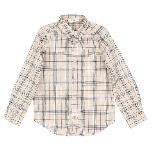 MOTU BEIGE/BROWN PLAID BUTTON SHIRT