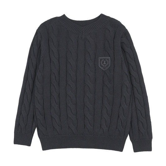 ANALOGIE NAVY CHUNKY V NECK SWEATER