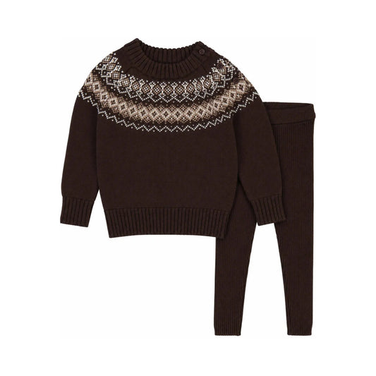 ANALOGIE BROWN HEIRLOOM KNIT SWEATER SET