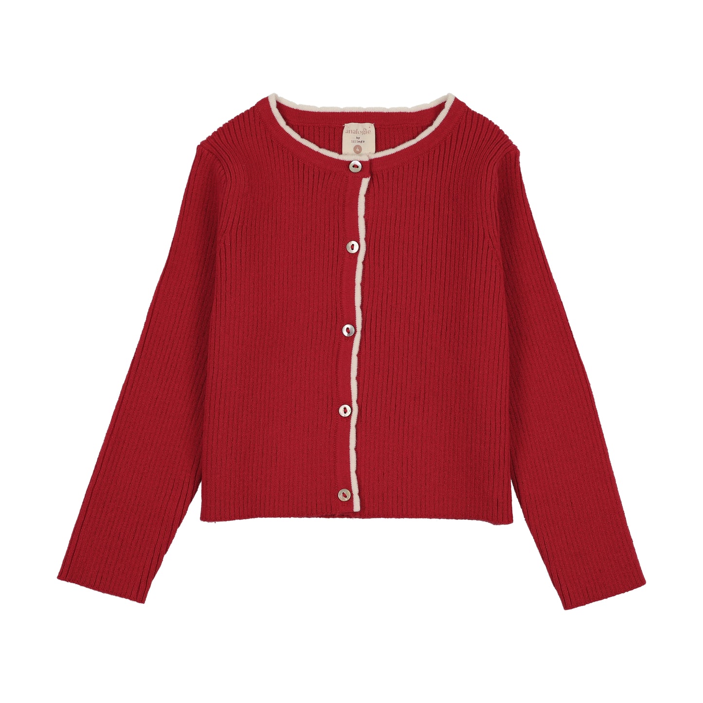 ANALOGIE RED SCALLOP RIB CARDIGAN