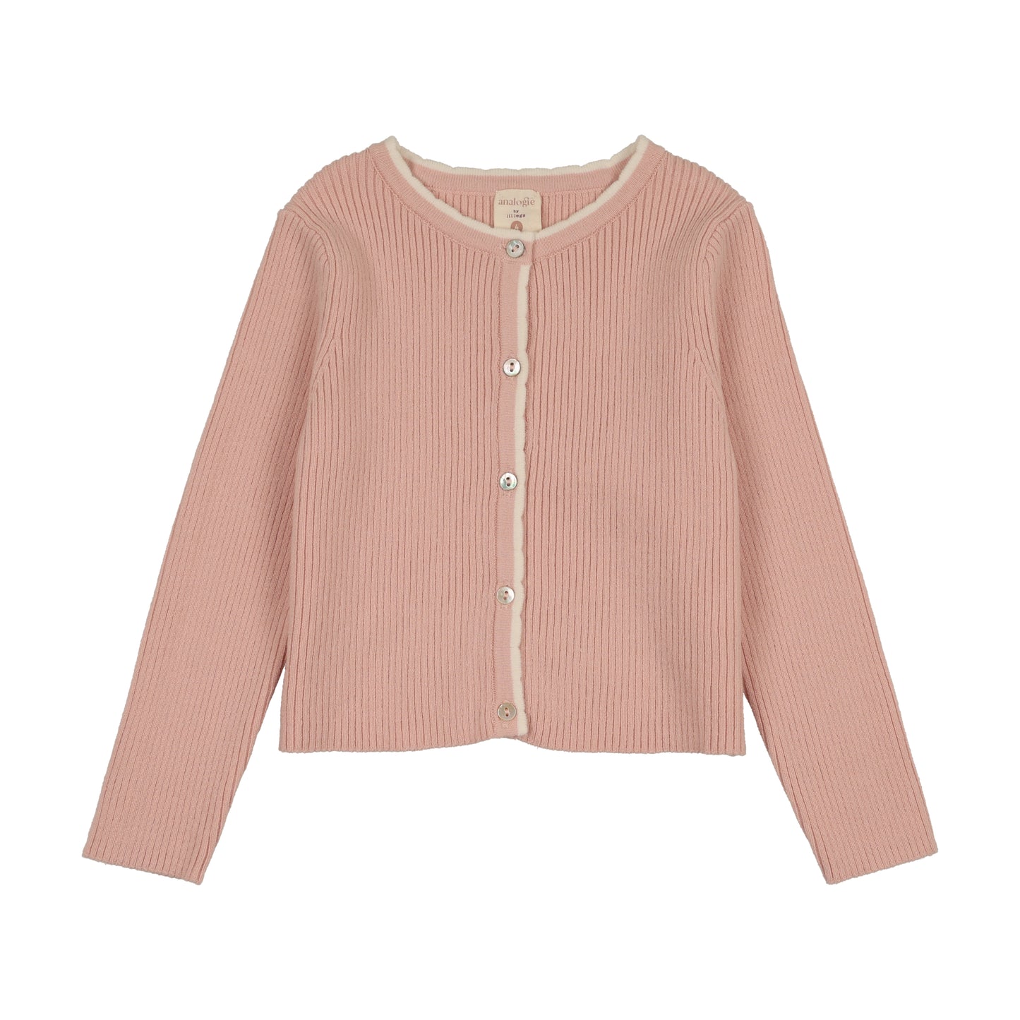 ANALOGIE BUD PINK SCALLOP RIB CARDIGAN
