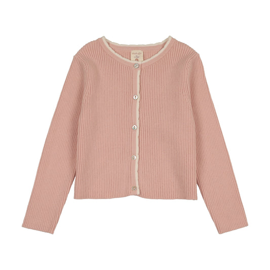 ANALOGIE BUD PINK SCALLOP RIB CARDIGAN