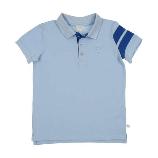 LIL LEGS  LIGHT BLUE STRIPE DETAIL SS POLO