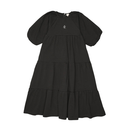 LIL LEGS BLACK PUFF SLEEVE 3/4 MAXI DRESS