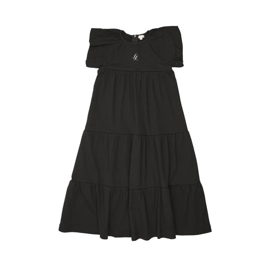 LIL LEGS BLACK PUFF SLEEVE SS MAXI DRESS