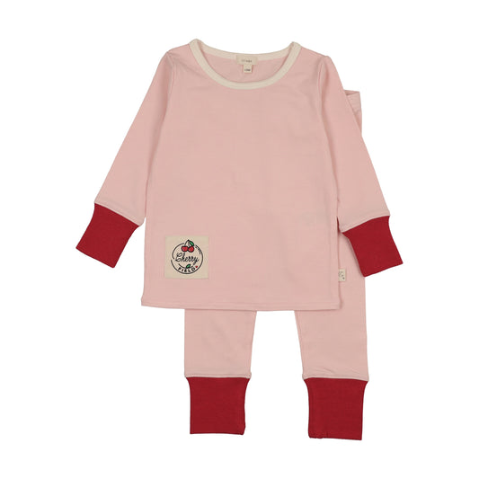LIL LEGS PINK COLOR BLOCK LOUNGE SET