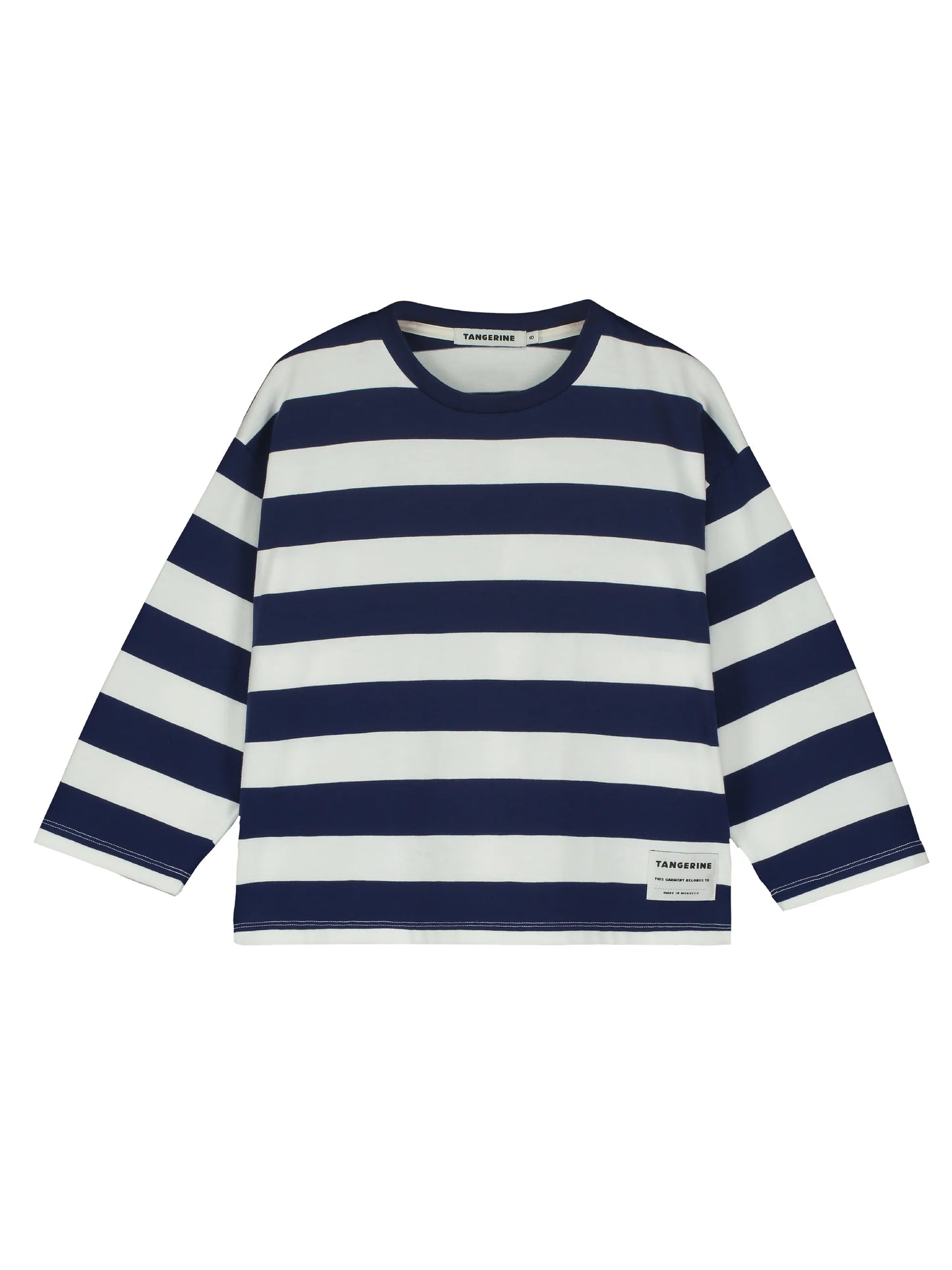 TANGERINE NAVY WIDE STRIPE CROP TSHIRT [FINAL SALE]