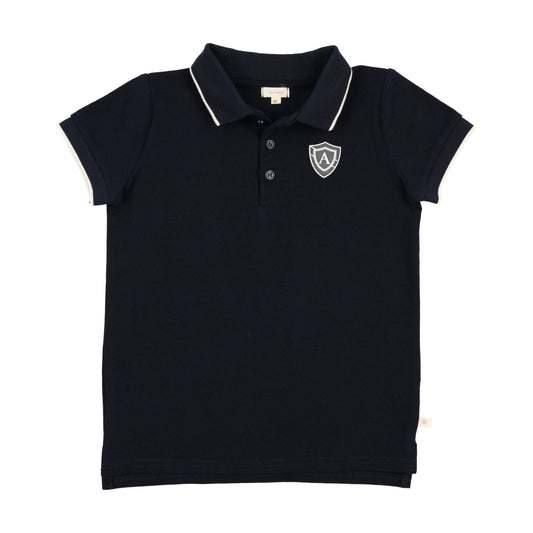 LIL LEGS NAVY LOGO SS POLO