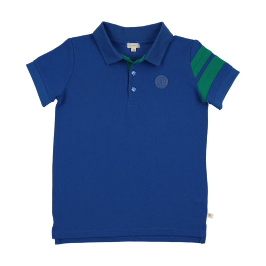 LIL LEGS ELECTRIC BLUE STRIPE DETAIL SS POLO