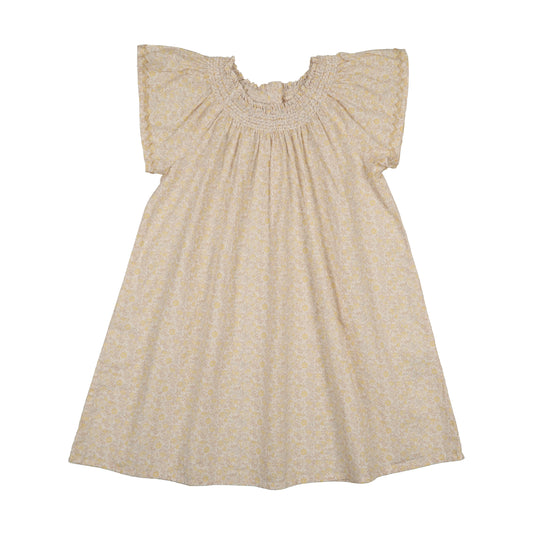 ANALOGIE YELLOW SUNNY BLOSSOMS FLUTTER DRESS