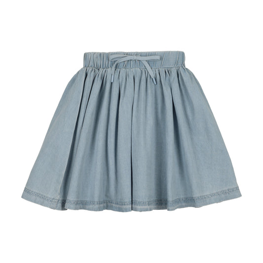 LIL LEGS LIGHT WASH DENIM DRAWSTRING SKIRT
