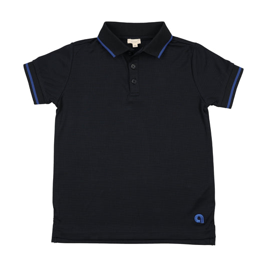 LIL LEGS NAVY TEXTURED SPORTS SS POLO