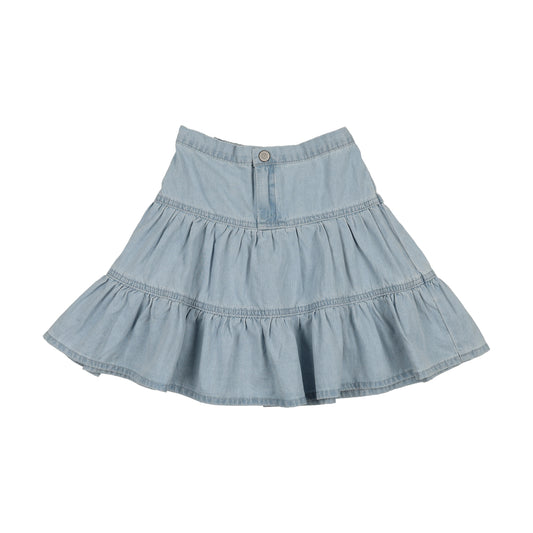 LIL LEGS LIGHT WASH DENIM TIERED SKIRT