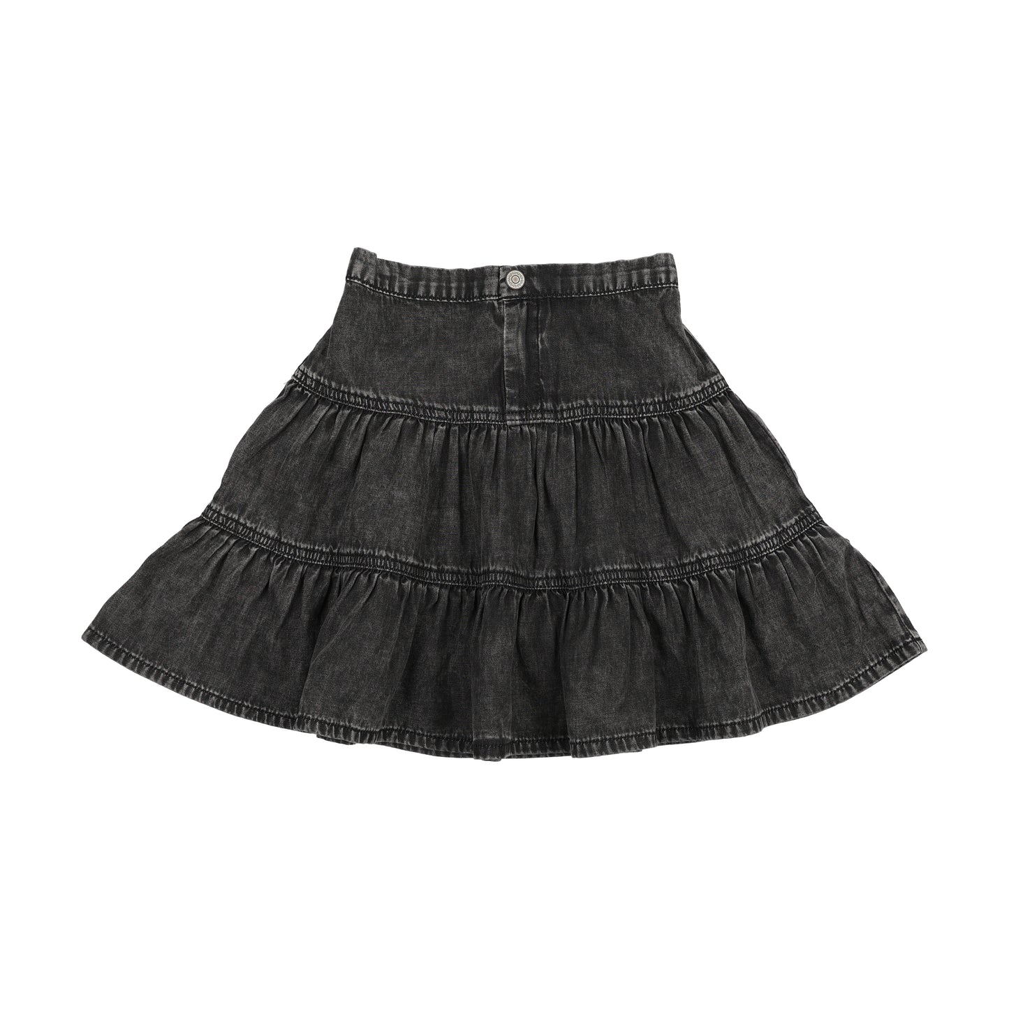 LIL LEGS BLACK WASH DENIM TIERED SKIRT