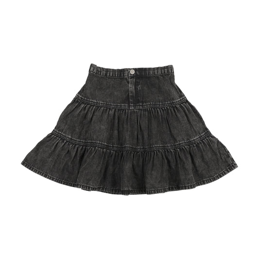 LIL LEGS BLACK WASH DENIM TIERED SKIRT