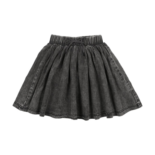 LIL LEGS BLACK WASH DENIM DRAWSTRING SKIRT