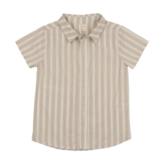 ANALOGIE WHEAT STRIPE BUTTON SS SHIRT