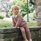 ANALOGIE ROSE PINK RUFFLE COLLAR RIBBED KNIT SET