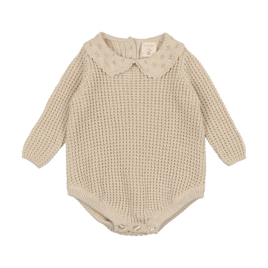 ANALOGIE NATURAL POINTELLE COLLAR KNIT ROMPER [Final Sale]