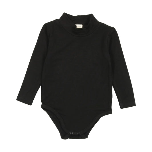 LIL LEGS BLACK BAMBOO MOCKNECK ONESIE