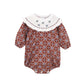 BIRINIT PETIT BROWN FLORAL SMOCK COLLAR ROMPER