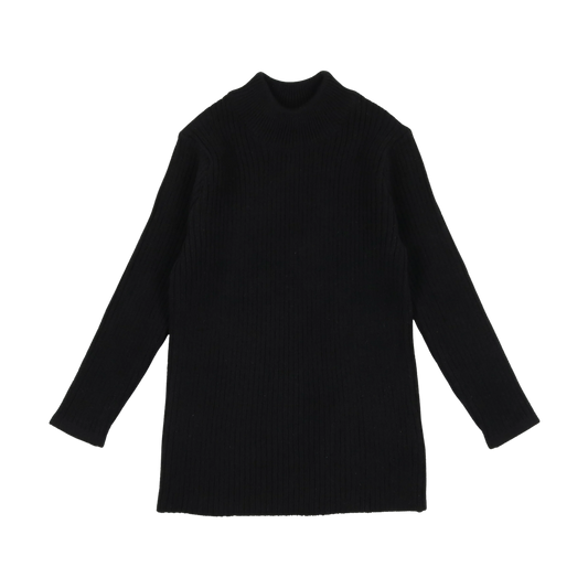 LIL LEGS BLACK KNIT MOCKNECK