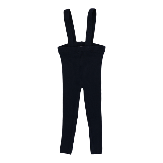 LIL LEGS NAVY KNIT SUSPENDER LEGGINGS