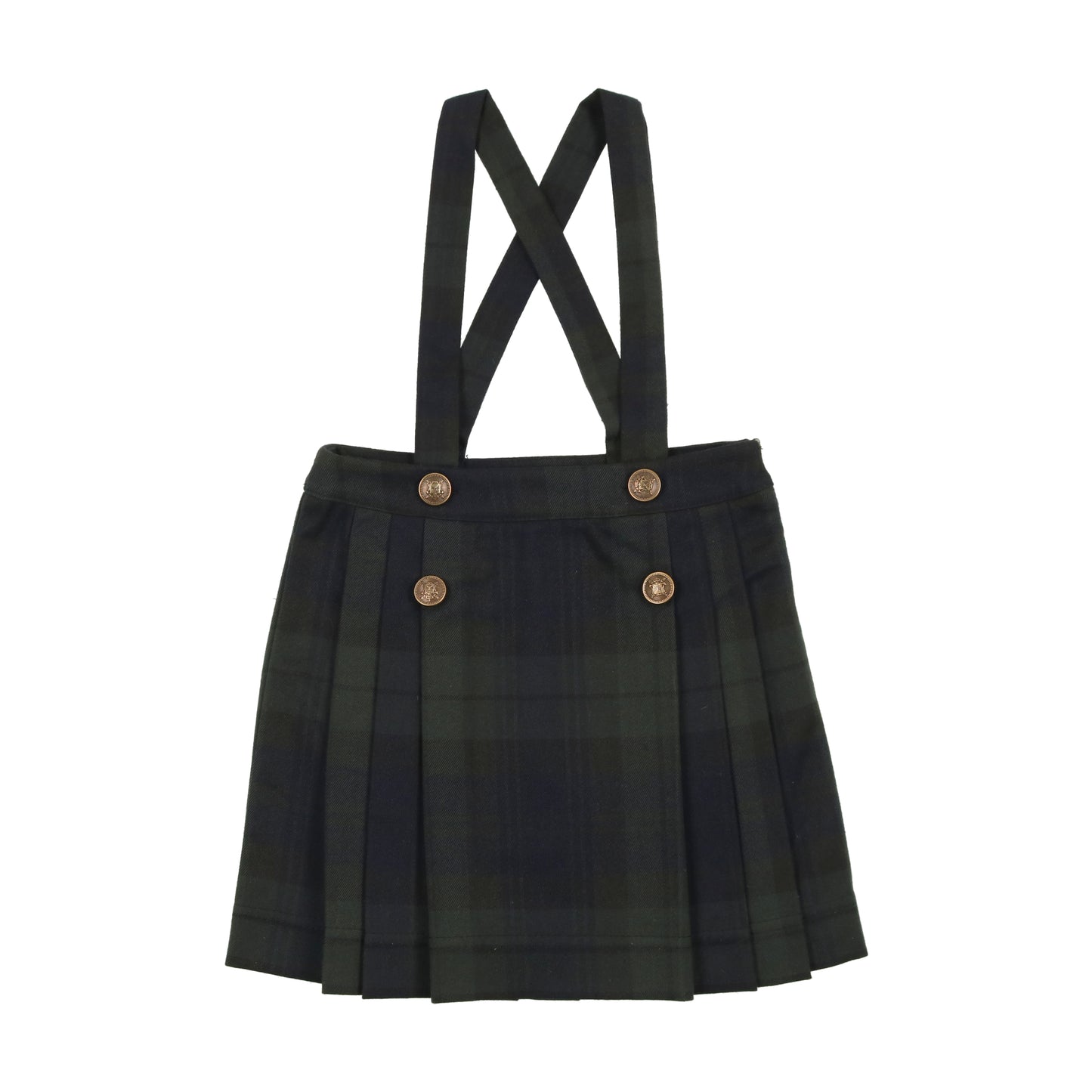 ANALOGIE FOREST PLAID PLEATED SUSPENDER SKIRT [Final Sale]