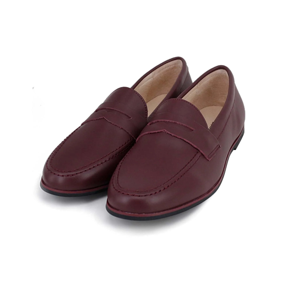 CAMILLE KIDS BURGUNDY LEATHER POLO BEAR LOAFER