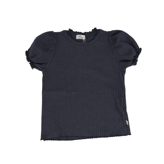 MY LITTLE COZMO NAVY RIBBED TOP