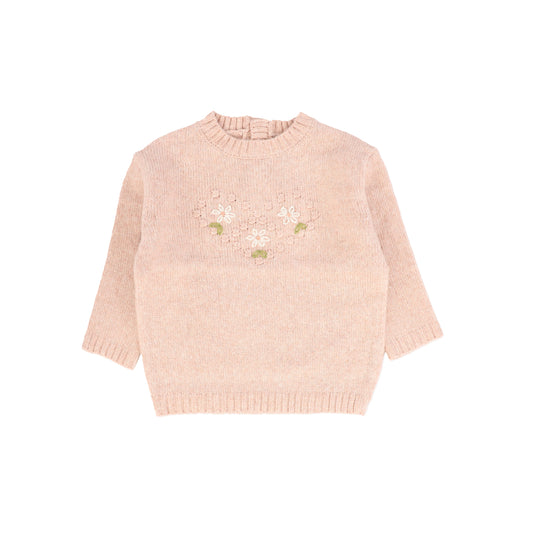 LOSAN ZIPPY PINK EMBROIDERED KNIT SWEATER [FINAL SALE]